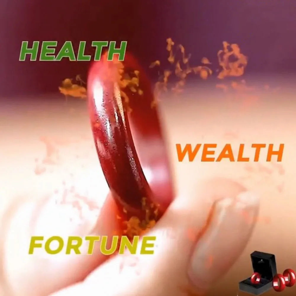 FengShui Cinnabar Ring, Feng Shui Cinnabar Ring for Men Women, Feng Shui Ring for Wealth and Protection Good Luck Money Amulet