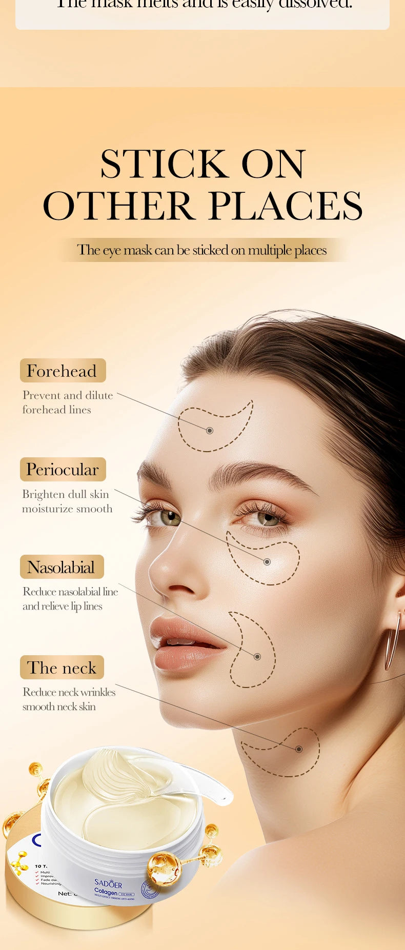 60pcs SADOER Crystal Collagen Eye Mask Anti Dark Circles Removal Eyes Bags Moisturizing Eyes Patches Eye Gel Masks Skin Care